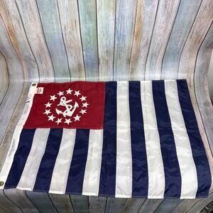 Vintage US Power Squadrons Flag Embroidered Anchor Stars Annin Nylon 2x3 Feet